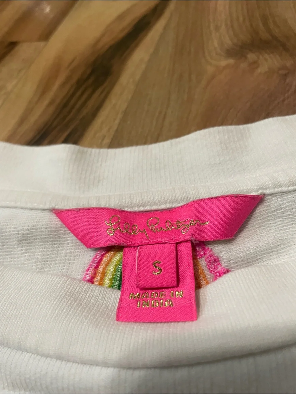 Lilly Pulitzer Sheridan Lightweight Sweatshirt Rainbow Embroidered Crewneck S